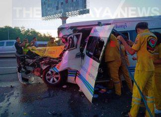 Один человек погиб, шестеро ранены в результате столкновения микроавтобуса с грузовиком в Чонбури.