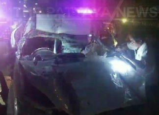 Pickup truck driver seriously injured after crashing into a live chicken truck in Sri Racha