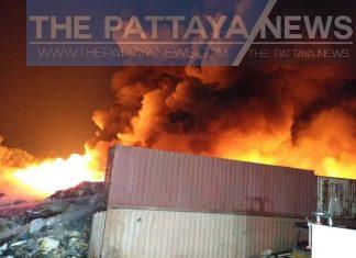Major fire breaks out at recycling warehouse in Si Racha
