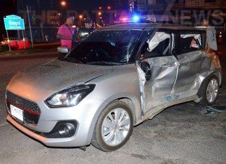 Vier mensen gewond als minibusje in botsing komt met auto in Pattaya, defecte GPS-navigatie de schuld