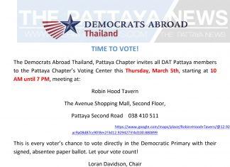 Information for American Citizens in Pattaya who wish to vote from abroad in US elections and Democratic Primary