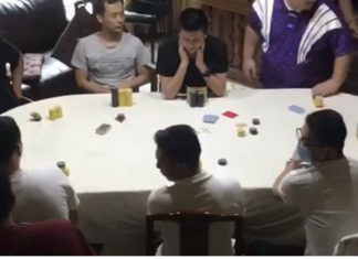 Nine Chinese Nationals arrested in Pattaya for alleged gambling and violation of emergency decree