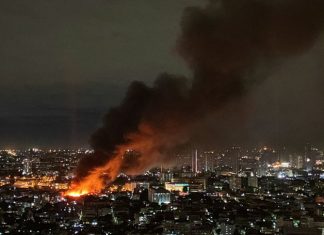 More than seventy-five homes were burnt down after a fire broke out in Bangkok last night