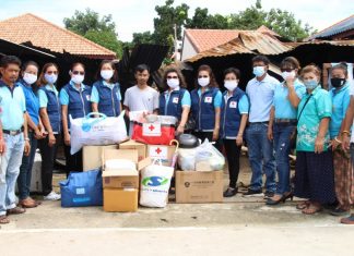 Banglamung Red Cross helps family after fire destroys their home