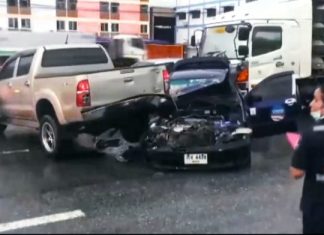 Eight injured in Chonburi five vehicle accident