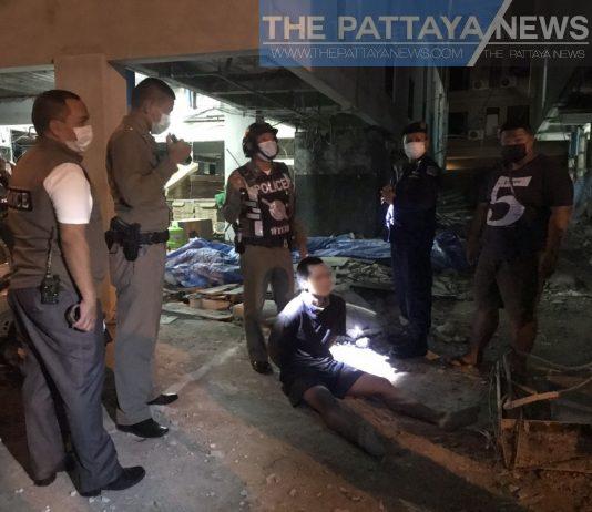 Man caught after climbing under construction Pattaya building, claimed he was being hunted
