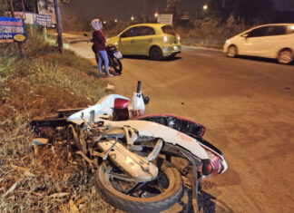 Young driver injured after her motorbike collides with car in Banglamung