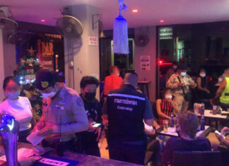Beer bar in Banglamung raided for allegedly violating Covid-19 closing order