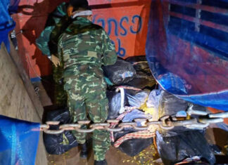 16 sacks of narcotic drugs suspiciously found in abandoned pickup truck at the Thailand-Myanmar border in Chiang Rai