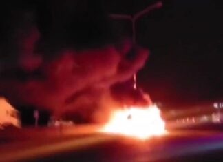 Motorbike driver dies in fire following seven vehicle crash in Chonburi