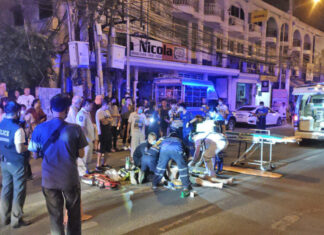 British pedestrian seriously injured after being hit by intoxicated motorbike driver in Pattaya