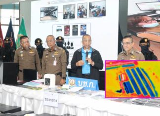 Thai commando police arrests 34 suspects reportedly involved in illegal online gambling websites by thermal drones