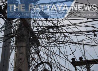 Communication and overhead wires catch fire near Banglamung petrol station