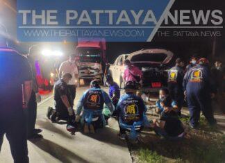 Sleeping driver crashes into broken-down pickup truck in Pattaya, killing truck owner, but blames lack of lighting