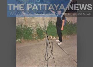 Teenage motorbike driver injured, nearly hung, after running into loose hanging communication cables in Pattaya
