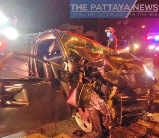 Driver in critical condition after crashing her vehicle into trailer truck in Pattaya area