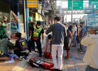 Man seriously injured from electric shock while installing advertising sign in Banglamung