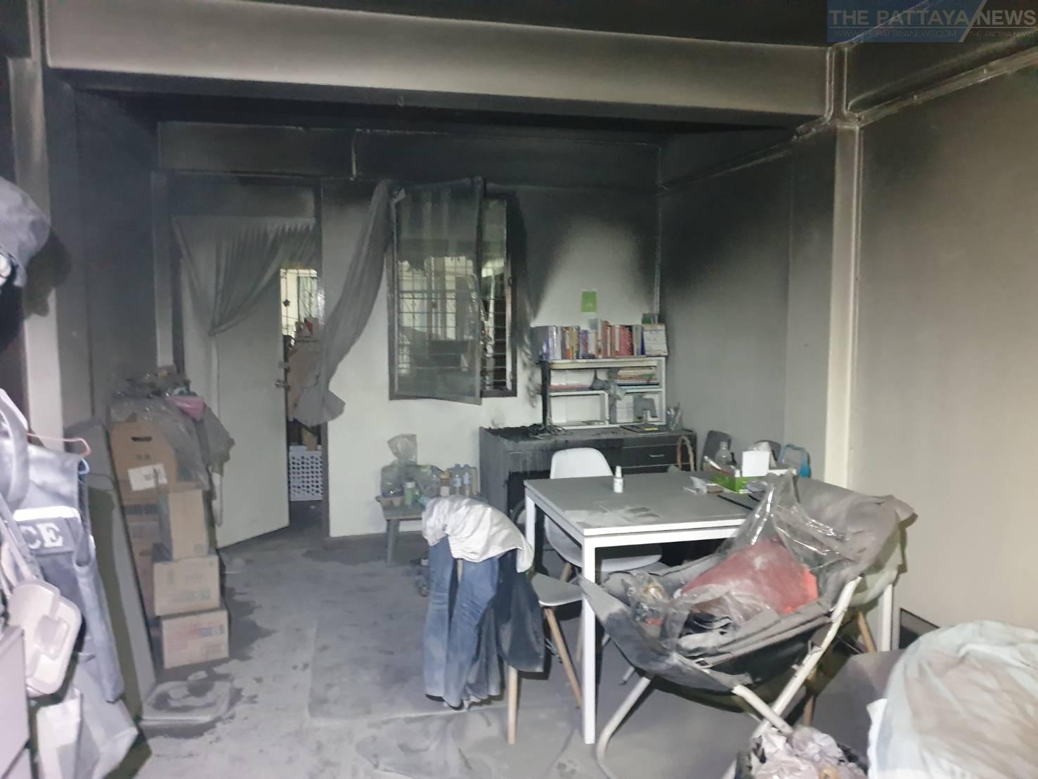 Video: Fire breaks out this morning at the Pattaya police dormitory
