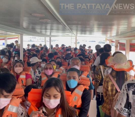 Thai tourists flock to Koh Larn during weekdays seemingly before school opens on May 17th
