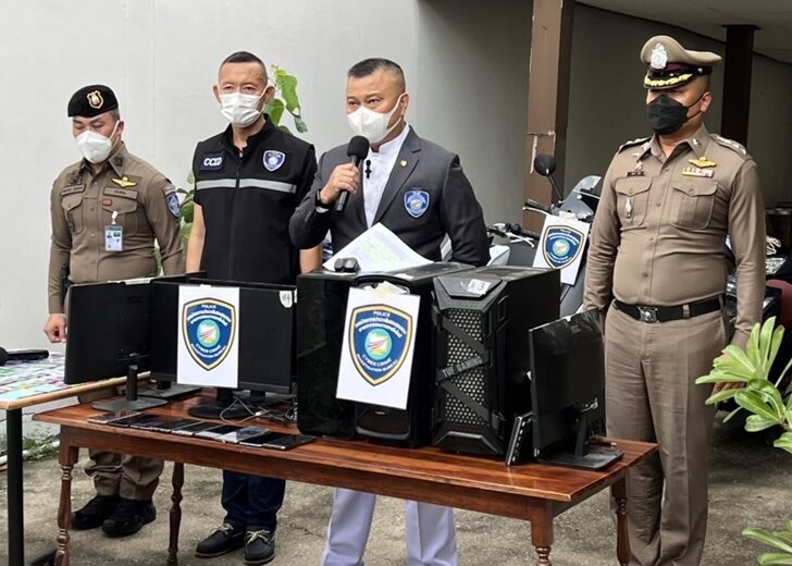 Alleged base of two illegal online gambling websites raided in Bangkok, group of underaged workers found