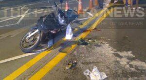 Speeding sedan crashes into and injures two young woman on a motorbike in Pattaya, car driver flees