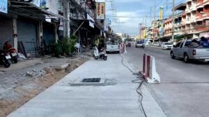 Pattaya City officials say construction isn’t finished after local residents complain about dangerous water drains higher than  roads
