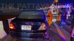 61-year-old driver hit by motorbike rider and dies while switching drivers on highway roadside in Pattaya