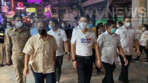 Pattaya mayor goes for a walk at Walking Street to greet tourists and says roadwork is being sped up
