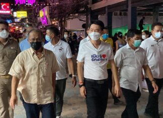 Pattaya mayor goes for a walk at Walking Street to greet tourists and says roadwork is being sped up