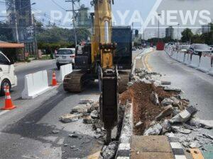 Pattaya City kicks off yet more new roadwork on Sukhumvit Road to lay new drainage pipes
