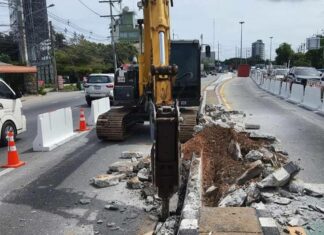 Pattaya City kicks off yet more new roadwork on Sukhumvit Road to lay new drainage pipes