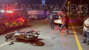 Local motorcyclist tragically killed in hit-and-run accident in Pattaya this morning