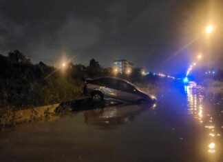 Several cars damaged when floods struck Pattaya yesterday