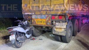 30-year-old motorcyclist rear-ends parked truck in Pattaya, suffers serious injuries