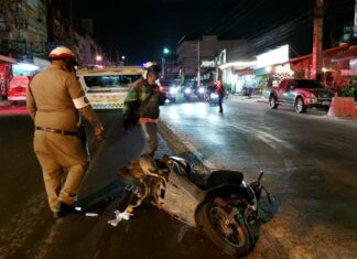 Motorist Injured in Crash with Food Delivery Rider in Pattaya