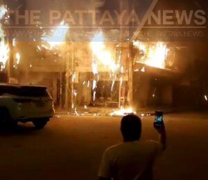 Electrical Fire Erupts in Front of Pattaya Massage Parlor