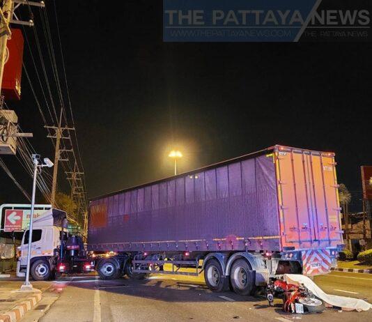 Pattaya Motorcyclist Rear-ends 18-Wheeler in Fatal Accident