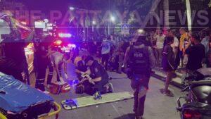 Pattaya Teenage Motorcyclist Crashes into Foreign Pedestrian