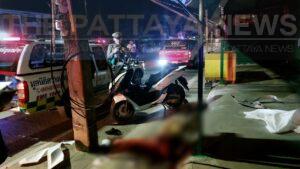 Unidentified Foreign Motorcyclist in Pattaya Crashes into Power Pole and Passes Away