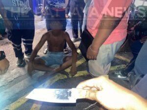 Pattaya Teenager Tries to Stab Others at Wat Chai While Intoxicated, Arrested Before Anyone Was Hurt