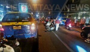 Man Crashes Motorbike Into Parked Pattaya Taxi