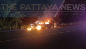 Car Mysteriously Bursts into Flames in Chonburi Alarming Residents
