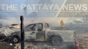 Pattaya Wood Shop Bursts into Flames