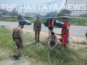 Shirtless Russian Man Acting Erratic in Jomtien Aided by Na Jomtien Tourist Police
