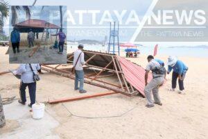 Pattaya City Tears Down Encroaching Illegal Structure on Pattaya Beach