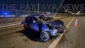 Car Overturns Near Pattaya, Two Passengers Slightly Injured