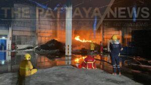 Fire Heavily Damages Warehouse Near Pattaya