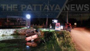 Intoxicated Driver Plunges into Roadside Ditch in Pattaya