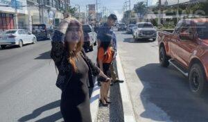 Pattaya Woman Demands Someone to take Financial Responsibility after Crashing Her Sedan into Construction Site on Threpprasit Road