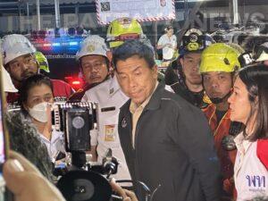 UPDATE: Bangkok Governor Inspects Collapsed Overpass Bridge, Says Construction Likely Flawed